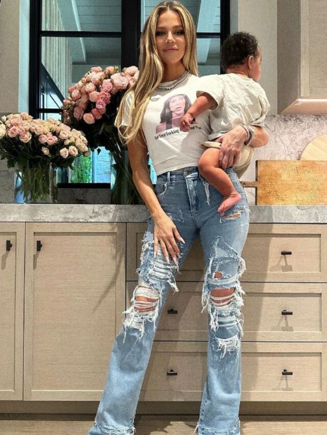 Khloe Kardashian with her son Tatum